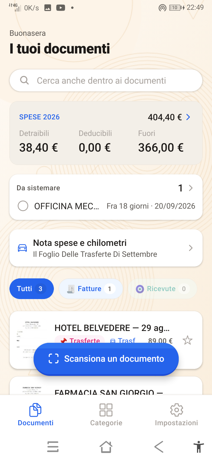 L’archivio di Riordo con le spese dell’anno e i documenti già classificati